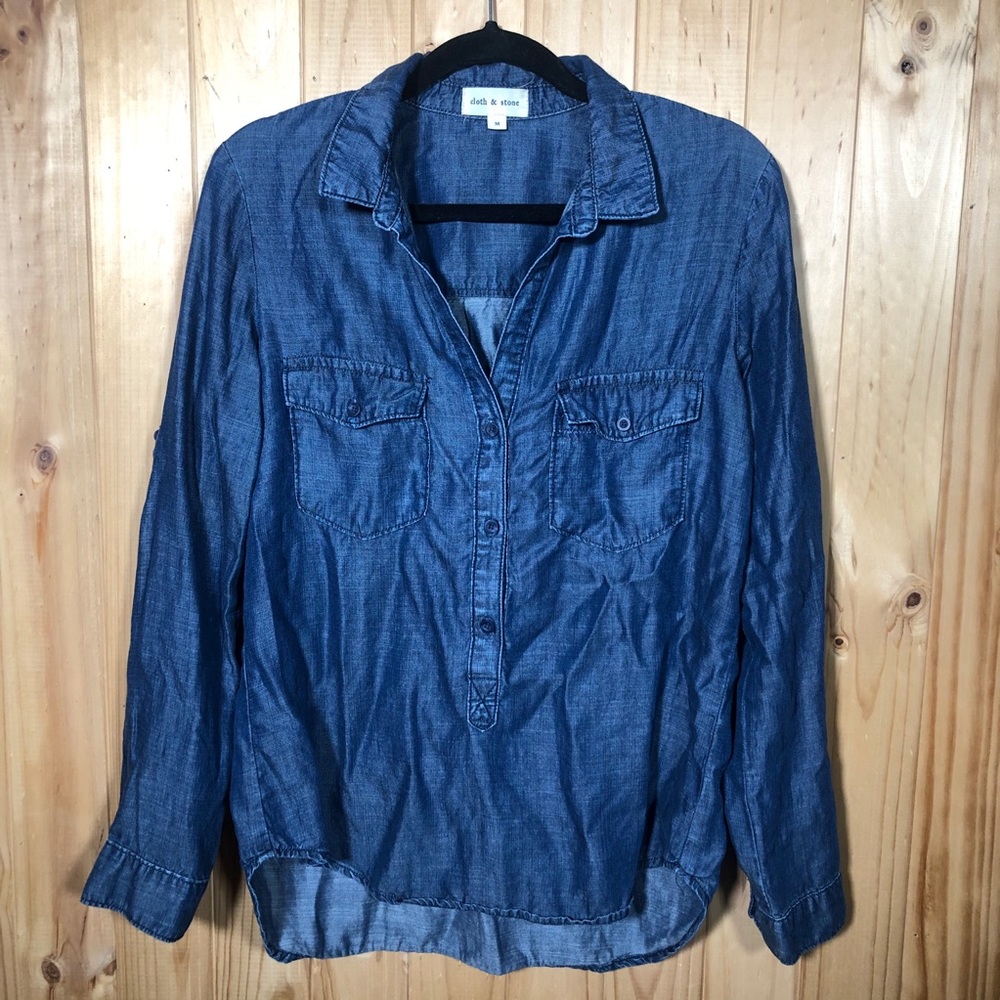 Cloth & Stone Tencel Chambray Popover Tunic Shirt